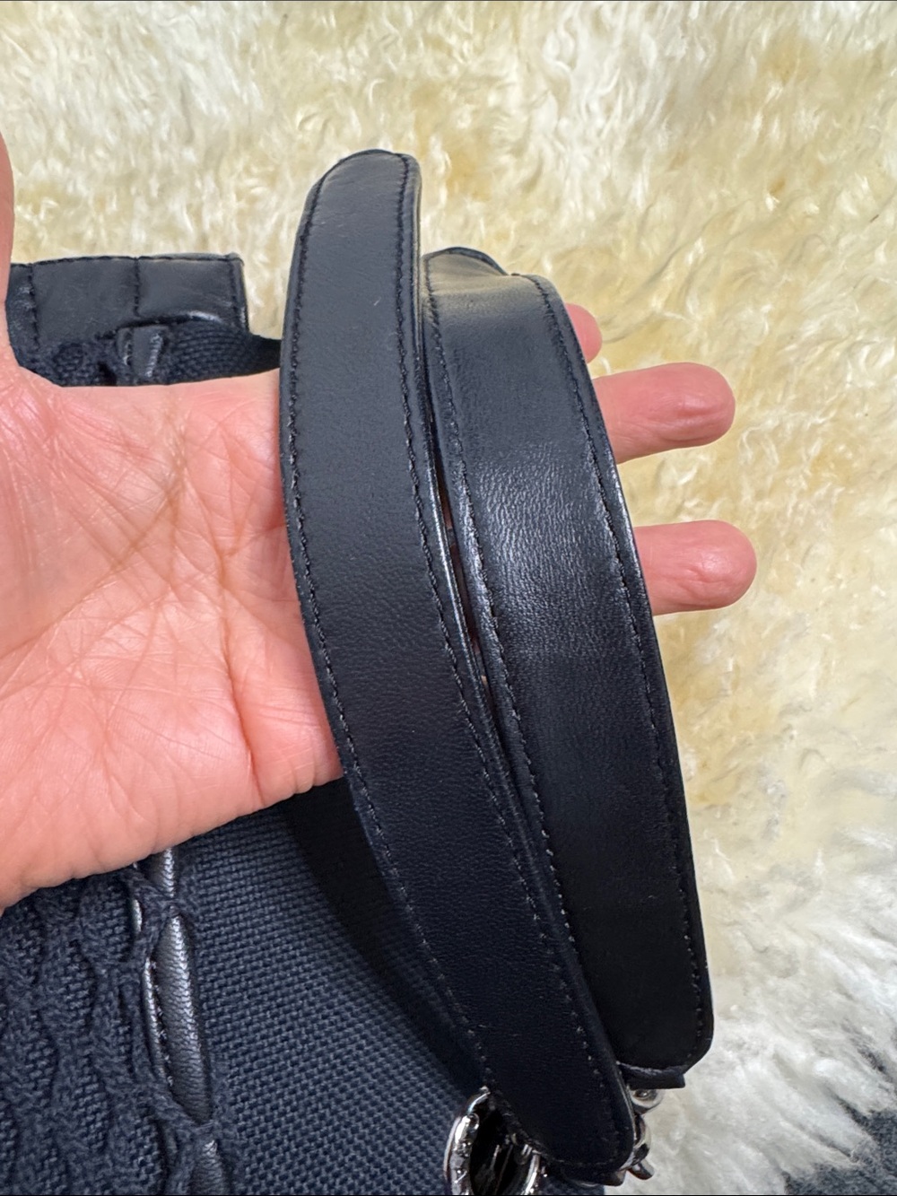 CHANEL Black Quilted Canvas and Leather Chain-Handle Shoulder Bag - Picture 9 of 12